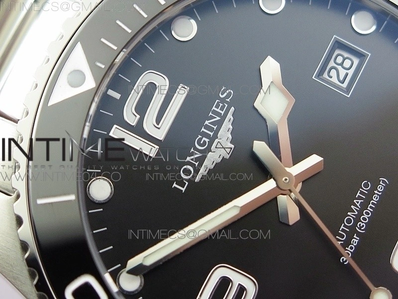 Conquest L3.840.4.56.6 Real Ceramic Bezel SS ZF 1:1 Best Edition Black dial On SS Bracelet A2824